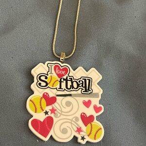 I Love Softball Pendant Necklace